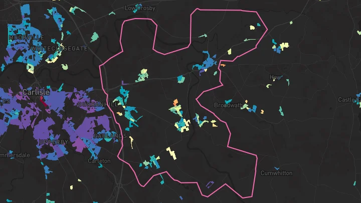 House price heatmap showing property values across Scotby