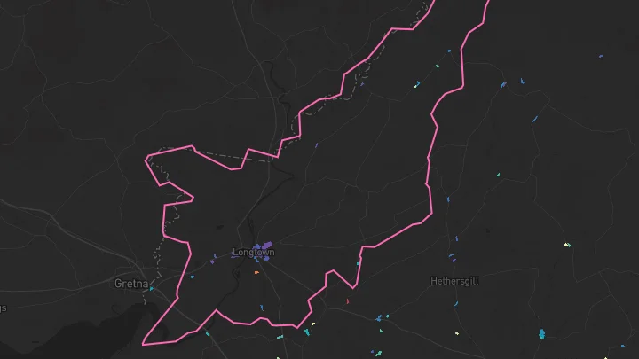 House price heatmap showing property values across Longtown
