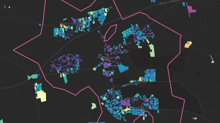 House price heatmap showing property values across Wigton