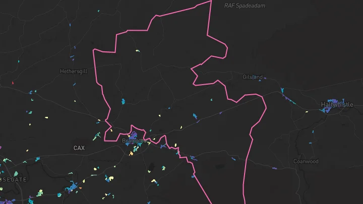 House price heatmap showing property values across Low Row