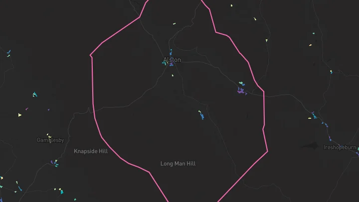 House price heatmap showing property values across Nenthead