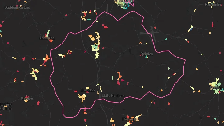 House price heatmap showing property values across Saffron Walden