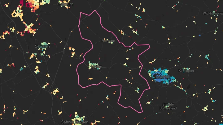 House price heatmap showing property values across Linton