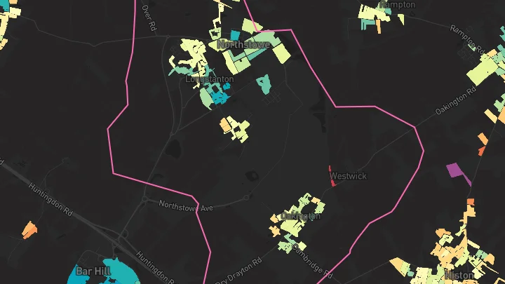 House price heatmap showing property values across Longstanton