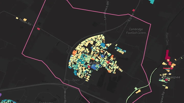 House price heatmap showing property values across Milton