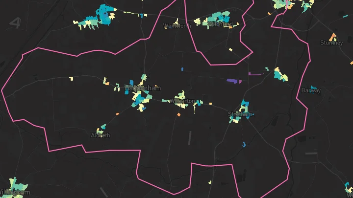 House price heatmap showing property values across Ely