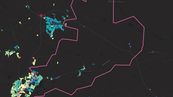 House price heatmap showing property values across Ely