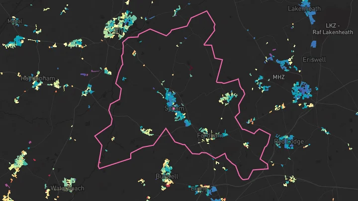 House price heatmap showing property values across Soham