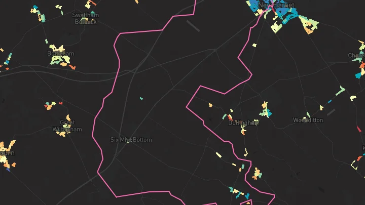 House price heatmap showing property values across Newmarket