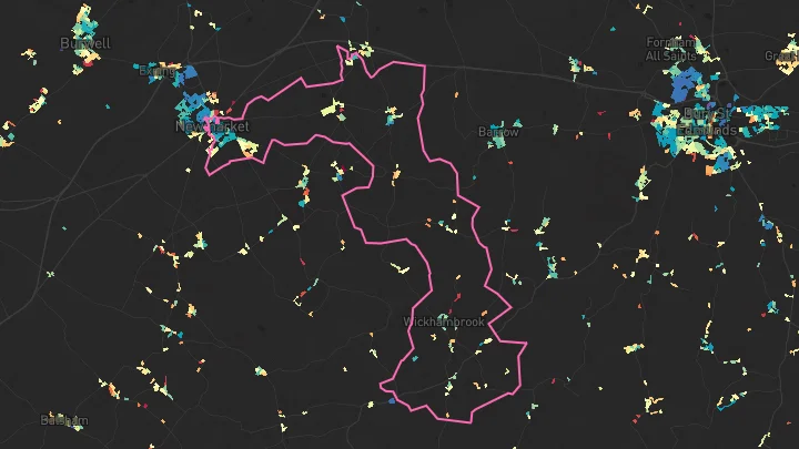 House price heatmap showing property values across Newmarket
