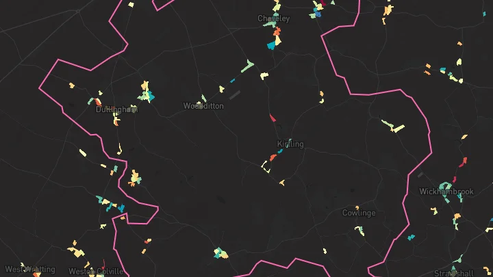 House price heatmap showing property values across Cheveley