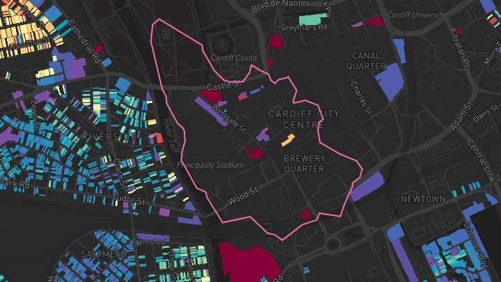 House price heatmap showing property values across Cardiff