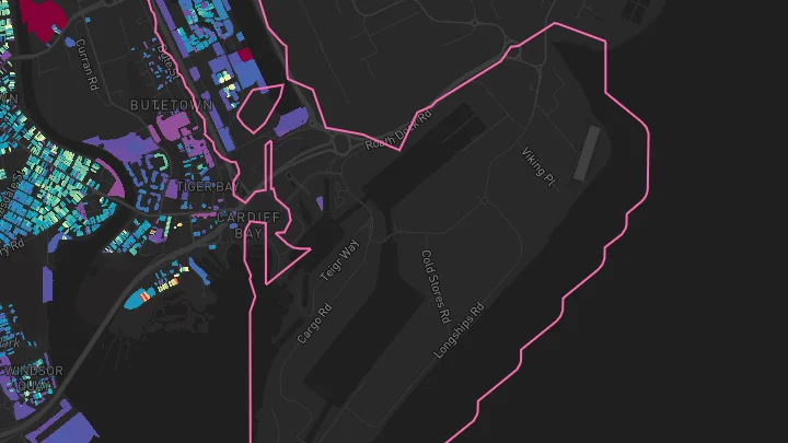 House price heatmap showing property values across Cardiff