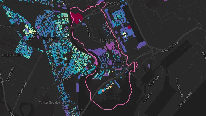 House price heatmap showing property values across Cardiff