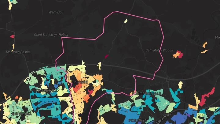 House price heatmap showing property values across Lisvane