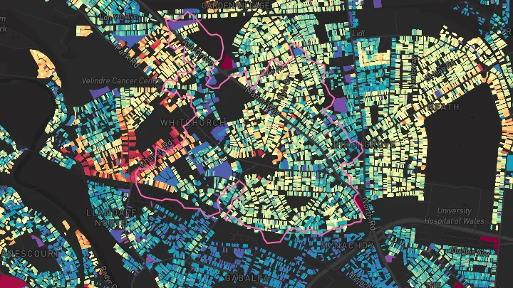House price heatmap showing property values across Cardiff
