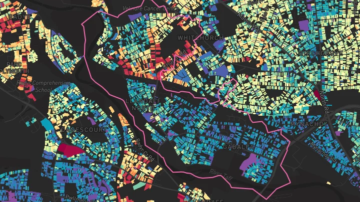 House price heatmap showing property values across Cardiff