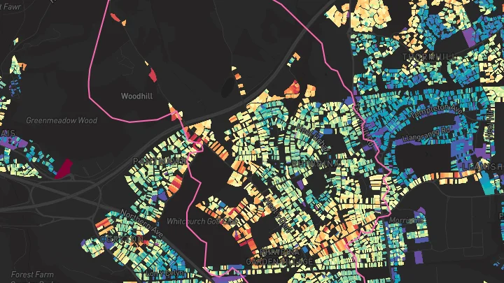 House price heatmap showing property values across Cardiff