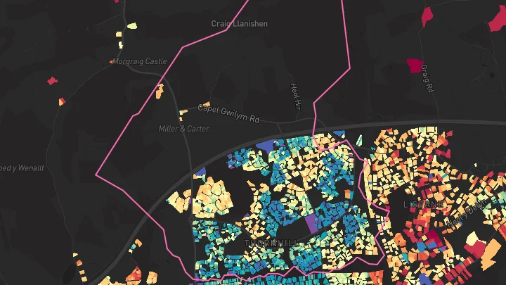 House price heatmap showing property values across Thornhill