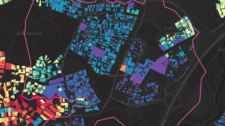 House price heatmap showing property values across Cardiff