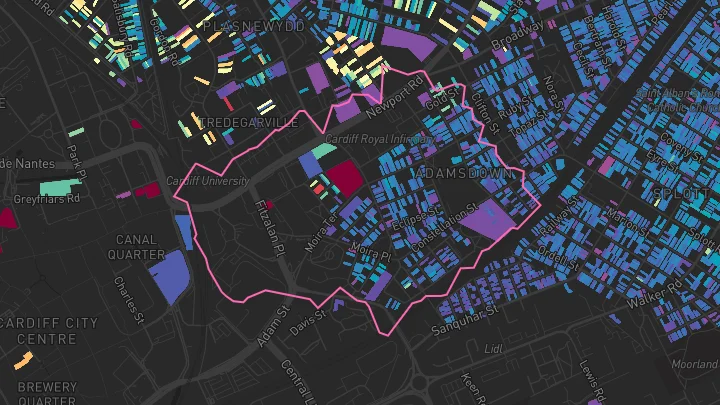 House price heatmap showing property values across Cardiff