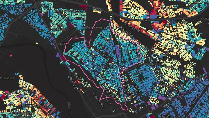House price heatmap showing property values across Cardiff
