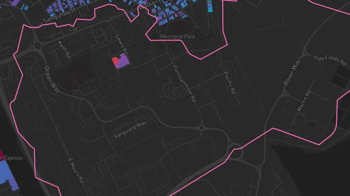 House price heatmap showing property values across Splott