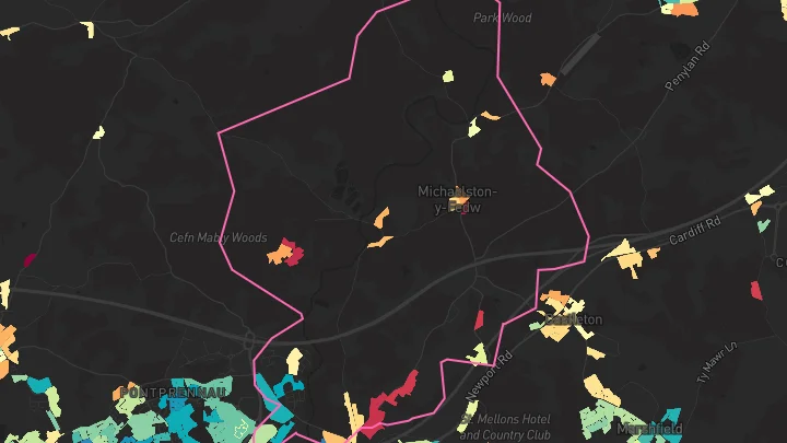 House price heatmap showing property values across Old St Mellons