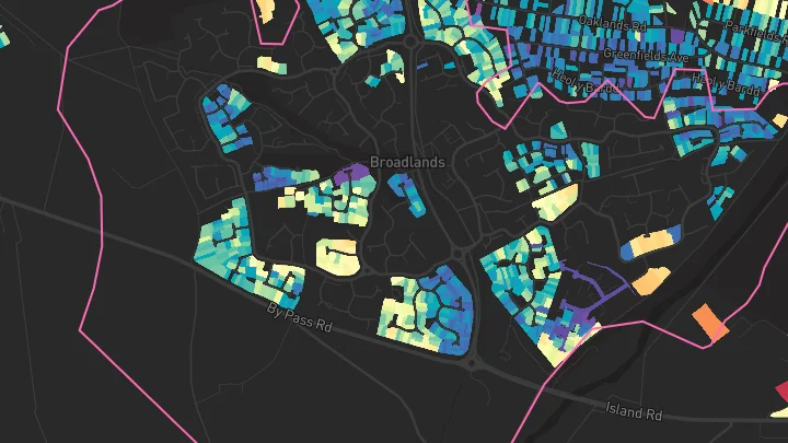 House price heatmap showing property values across Bridgend