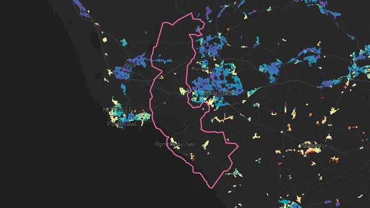 House price heatmap showing property values across Ogmore By Sea