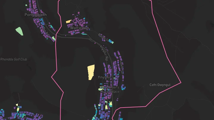 House price heatmap showing property values across Porth