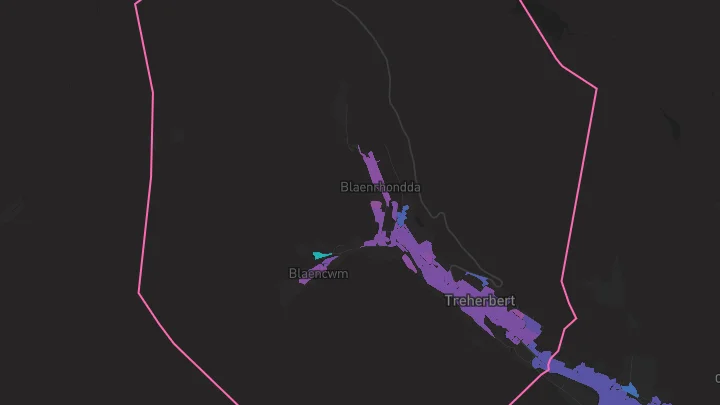 House price heatmap showing property values across Treherbert