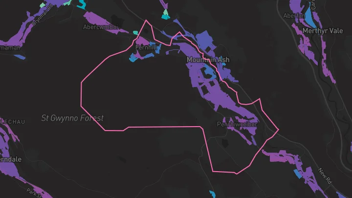 House price heatmap showing property values across Mountain Ash