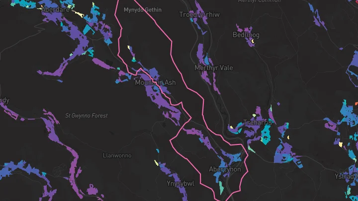 House price heatmap showing property values across Abercynon