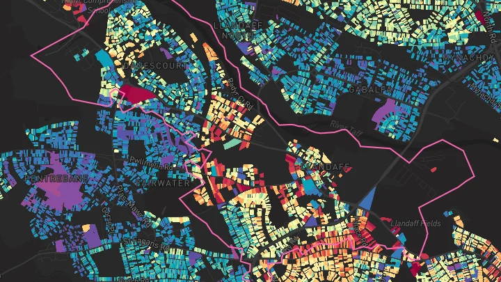 House price heatmap showing property values across Cardiff
