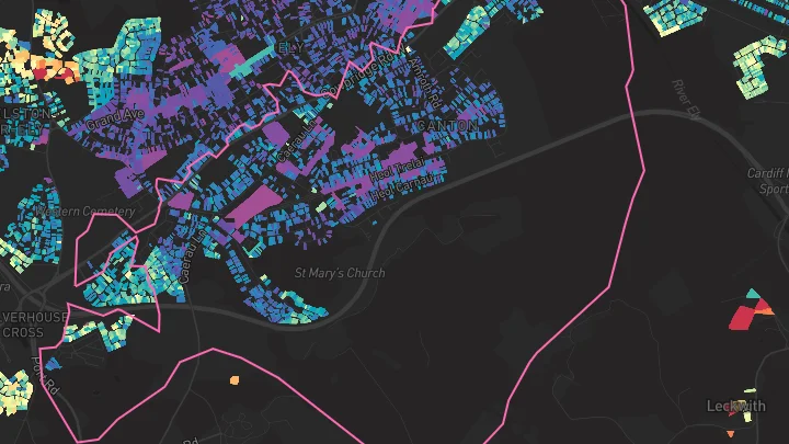 House price heatmap showing property values across Cardiff