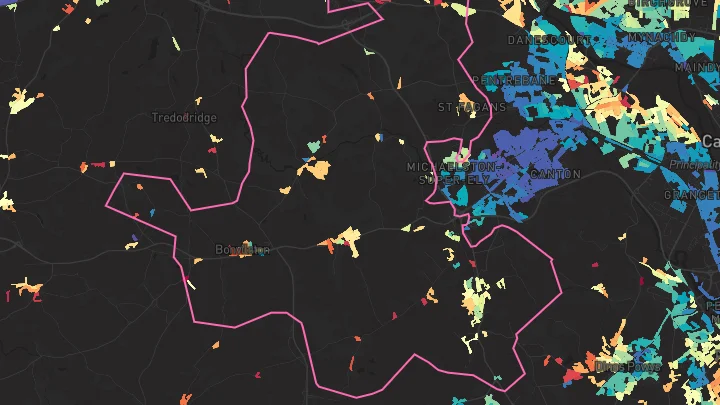 House price heatmap showing property values across St Fagans