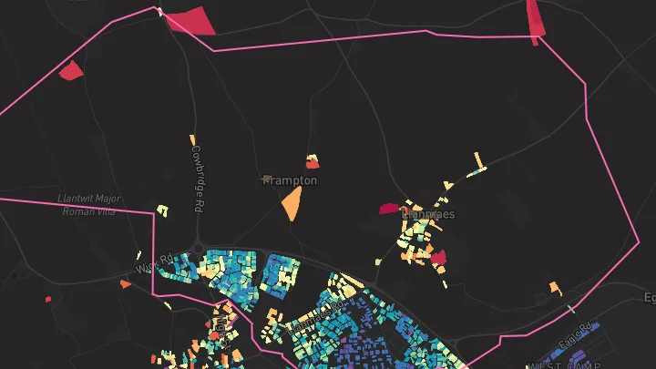 House price heatmap showing property values across Llantwit Major