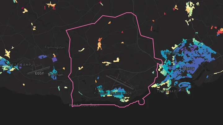 House price heatmap showing property values across Rhoose