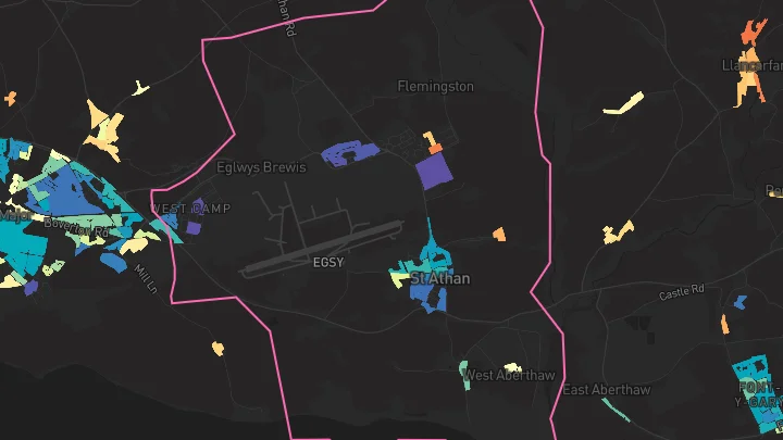 House price heatmap showing property values across St Athan