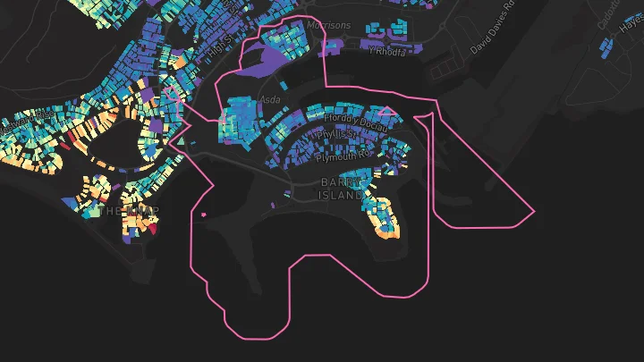 House price heatmap showing property values across Barry