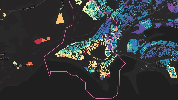House price heatmap showing property values across Barry