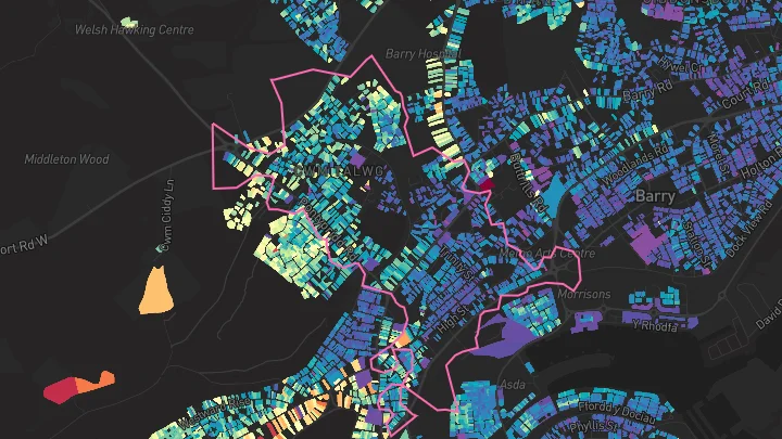 House price heatmap showing property values across Barry