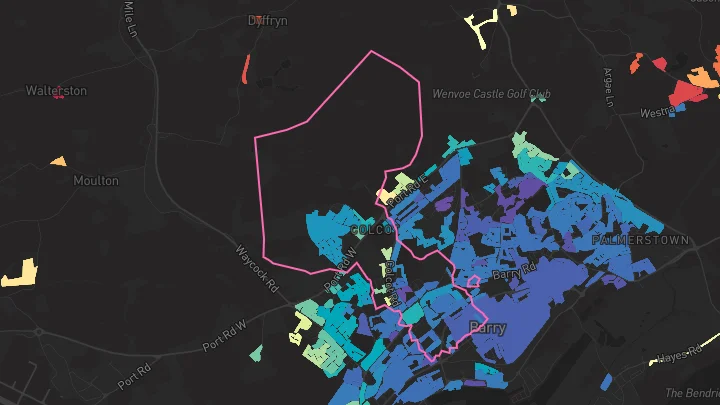 House price heatmap showing property values across Barry