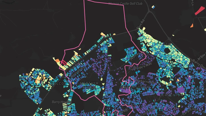 House price heatmap showing property values across Barry