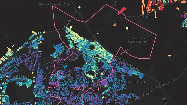 House price heatmap showing property values across Barry