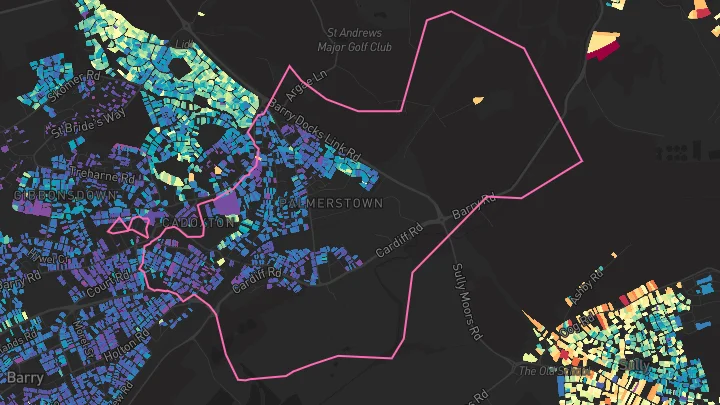 House price heatmap showing property values across Barry