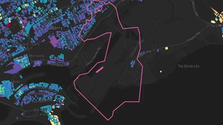 House price heatmap showing property values across Barry