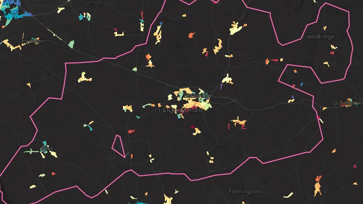 House price heatmap showing property values across Cowbridge