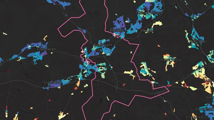 House price heatmap showing property values across Miskin